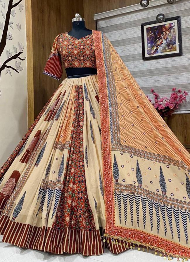 Muslin Cotton Multi Colour Traditional Wear Printed Lehenga Choli